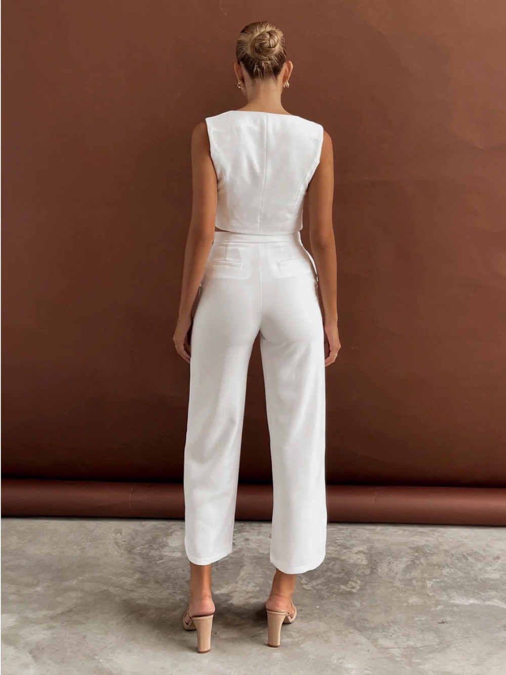 Commense White Wide-Leg Wrap-Front Pants - Picture 4 of 5